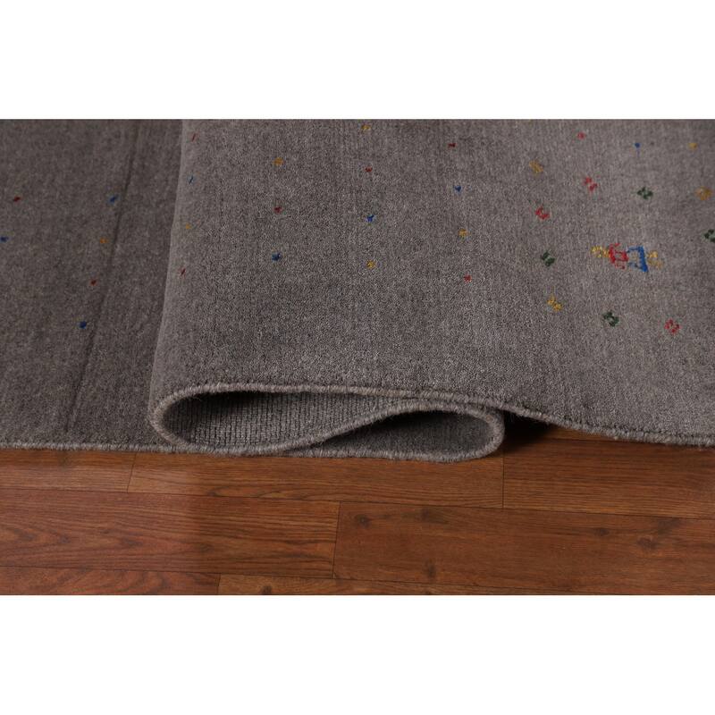Tribal Gabbeh Indian Area Rug Handmade Wool Carpet - 8'0"x 9'11"