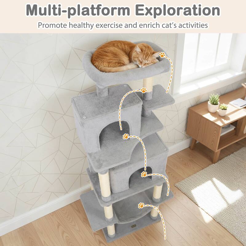 Costway 70” Large Cat Tree for Indoor Cats with Plush Top Perch, Dual - See Details