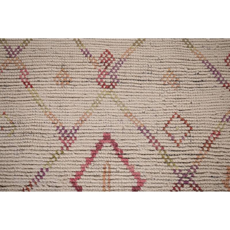 Trellis Moroccan Oriental Area Rug Hand-Knotted Wool Carpet - 5'4"x 8'7"