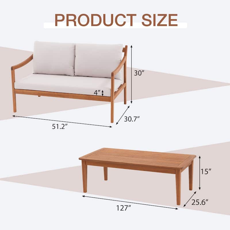 Outdoor 2 piece Loveseat Set With Table
