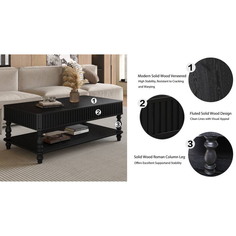 GDF Studio - Modern Wooden Lift-Top Coffee Table with Storage