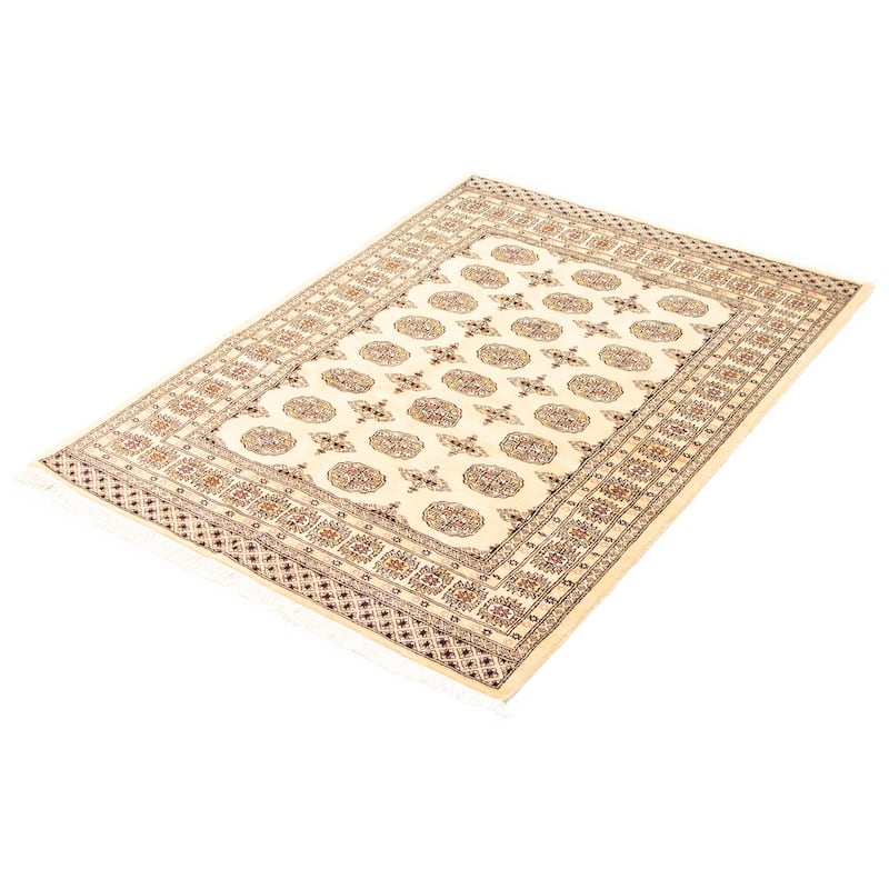 ECARPETGALLERY Hand-knotted Peshawar Bokhara Beige Wool Rug - 4'8 x 6'4