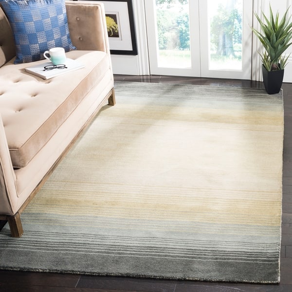 slide 1 of 13, Martha Stewart by SAFAVIEH Ombre Wool Rug 4' x 6' - Pewter Grey