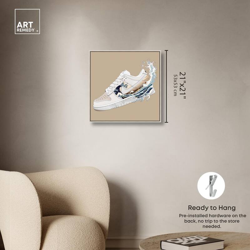 Great Wave Sneaker Splash Canvas by Art Remedy