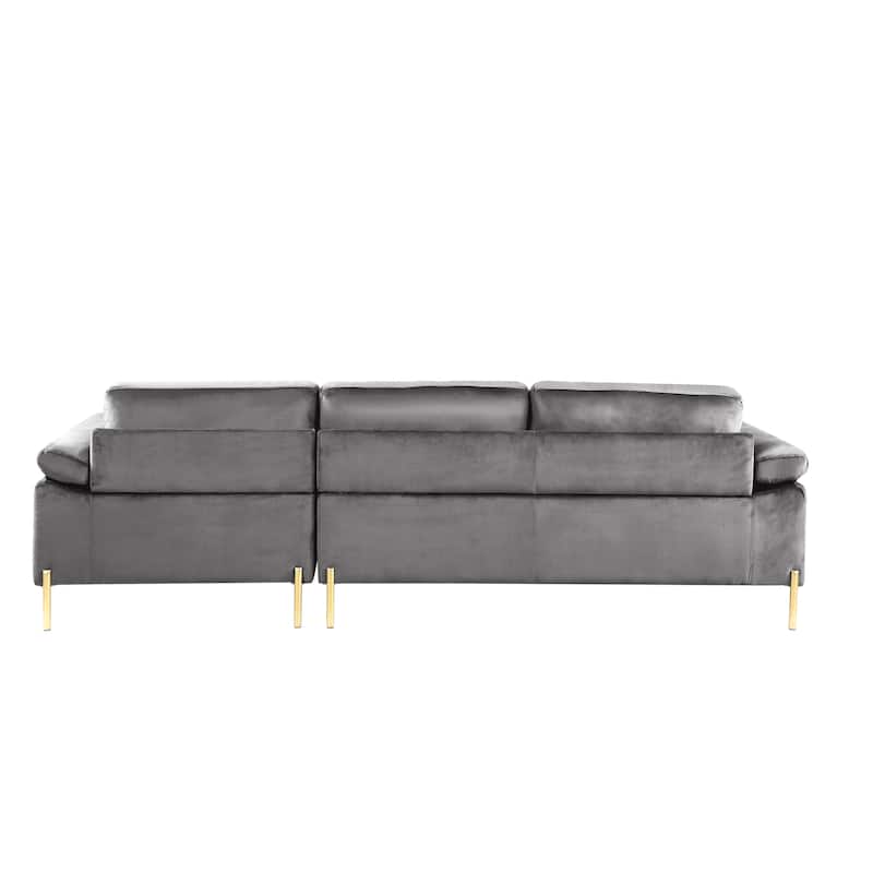 Gray Velvet Sectional Sofa with Chaise