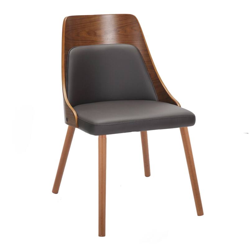 Carson Carrington Vallemala Mid-Century Chair with Tapered Wood Legs - Set of 2 - Brown Faux Leather/Walnut Wood