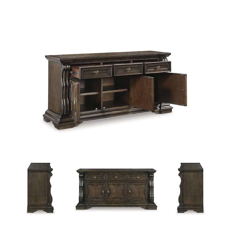 Signature Design by Ashley Maylee Dark Brown Dining Buffet - 71.63" W x 20.75" D x 34.38" H