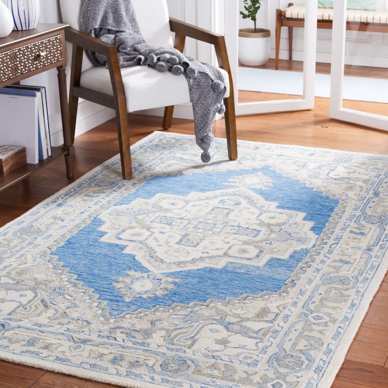 SAFAVIEH Handmade Metro Manolica Oriental Wool Rug - 3' x 5' - Navy/Ivory