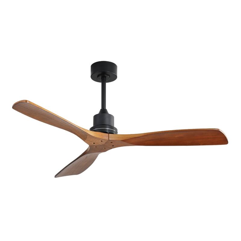 52''/60" Large Ceiling Fan without Lights, Remote Control and Reversible Motor Included, 3 Wood Blades