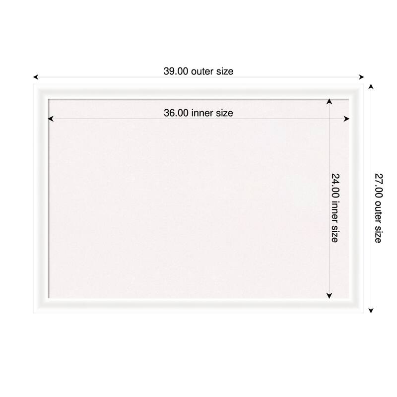 Oliver White Narrow Wood Framed Cork Board - Bulletin Board, Organization Board, Pin Board - White - 39 x 27 in