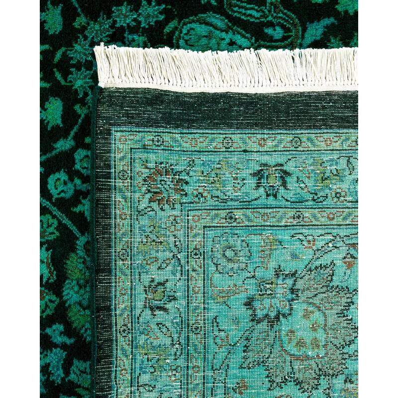 Overton Hand Knotted Wool Vintage Inspired Modern Contemporary Overdyed Blue Area Rug - 8' 2" x 10' 1"