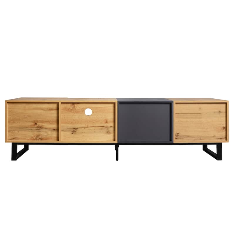 Modern TV with 3 Cabinets Open Shelves Media Console Table Holds 80 Inch TV Living Room Entertainment Center