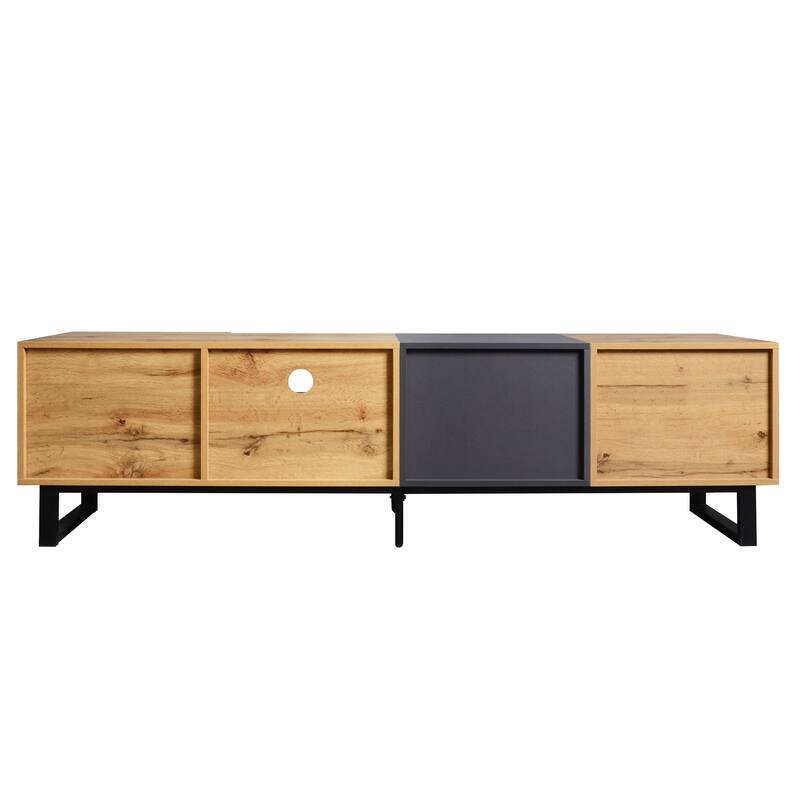 Stylish Media Console Table for TVs up to 80", Modern TV Stand with Drop Down Doors & Shelves