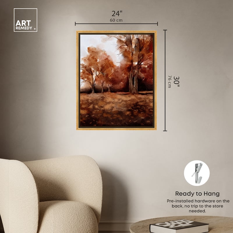 Art Remedy November Landscape Framed Landscape 1 Piece Canvas Wall Art Watercolor Style