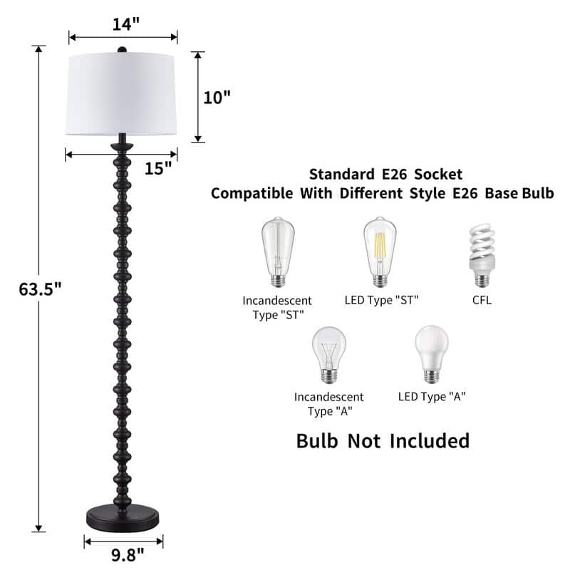 KWOTI 64''H Bronze Traditional Floor Lamp with Drum Shade