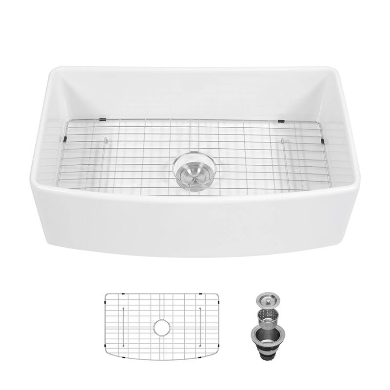 Farmhouse Kitchen Sink Arch Edge Apron Front Single Bowl