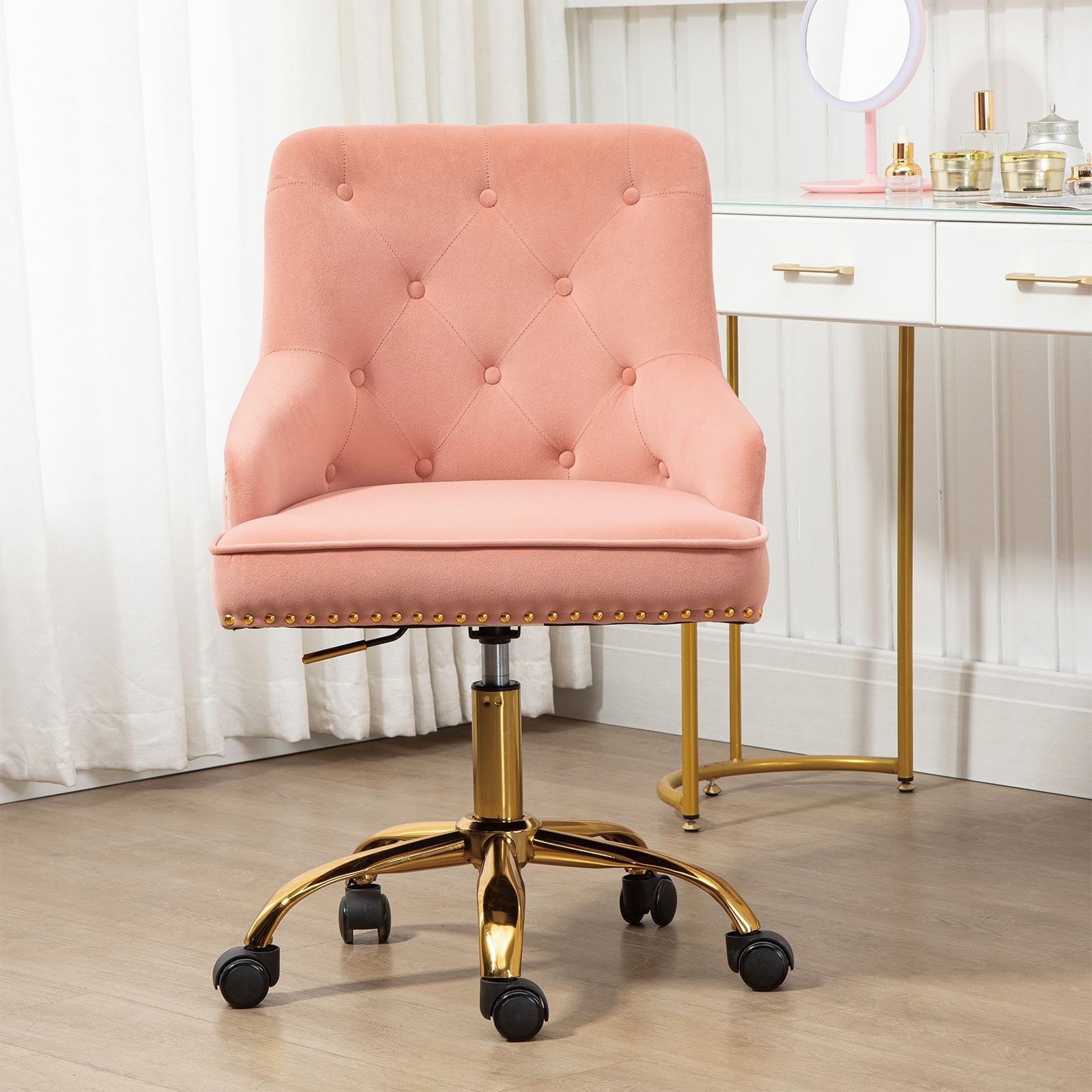 Purple velvet office 2025 chair