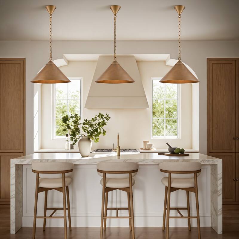 1-Light Gold Cone Pendant Light 15.8inch Metal Hanging Lighting