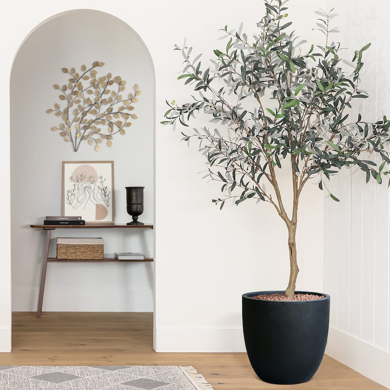 Tapered Round MgO Planter, Indoor and Outdoor - LARGE - Black