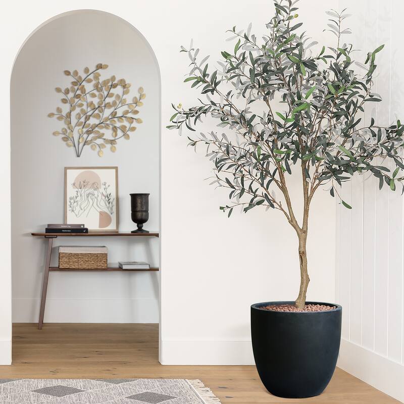Tapered Round MgO Planter, Indoor and Outdoor - LARGE - Black