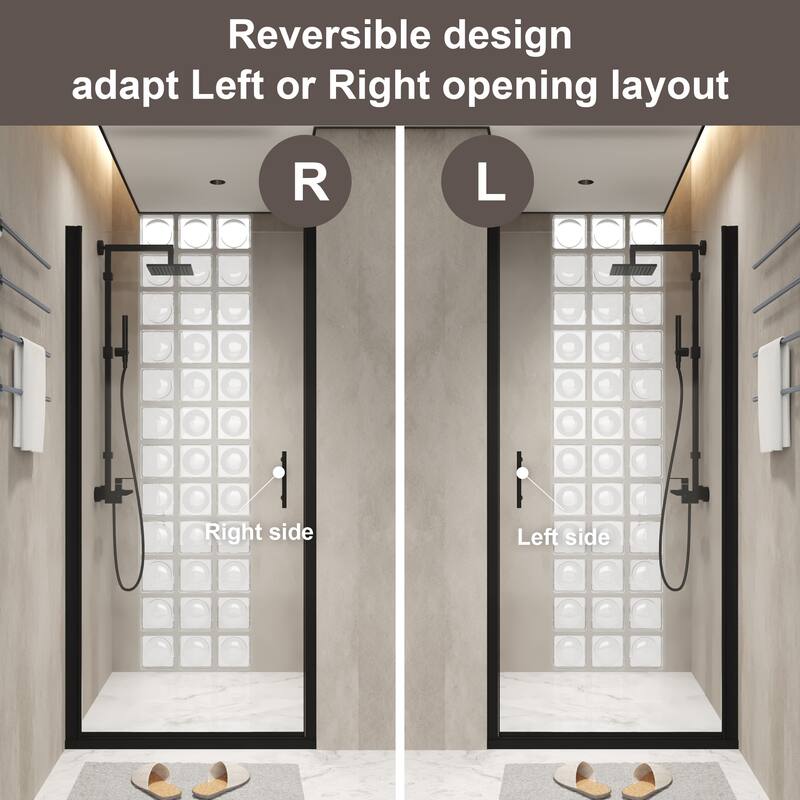 24x72 Inch Half Frame Pivot Shower Door