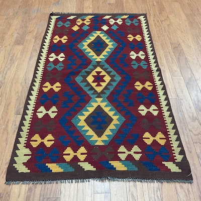 HERAT ORIENTAL Hand-woven Mimana Kilim Wool Rug (2'10 x 5') - 2'10" x 5'