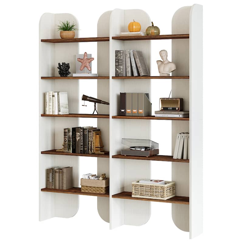 Double Wide Industrial Open Bookcase 5-Tier Storage Display Shelf