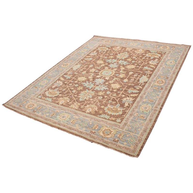 ECARPETGALLERY Hand-knotted Modern Oushak Dark Brown Wool Rug - 12' 1" x 15'