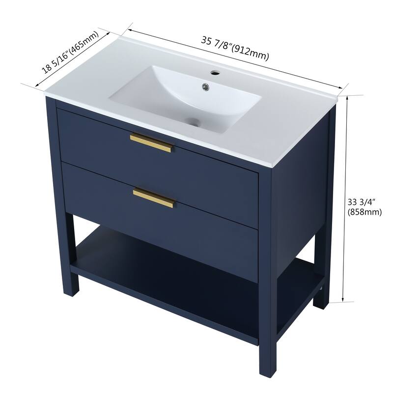 GDFStudio - Everett Modern Freestanding Bathroom Vanity with Dual Soft-Close Drawers