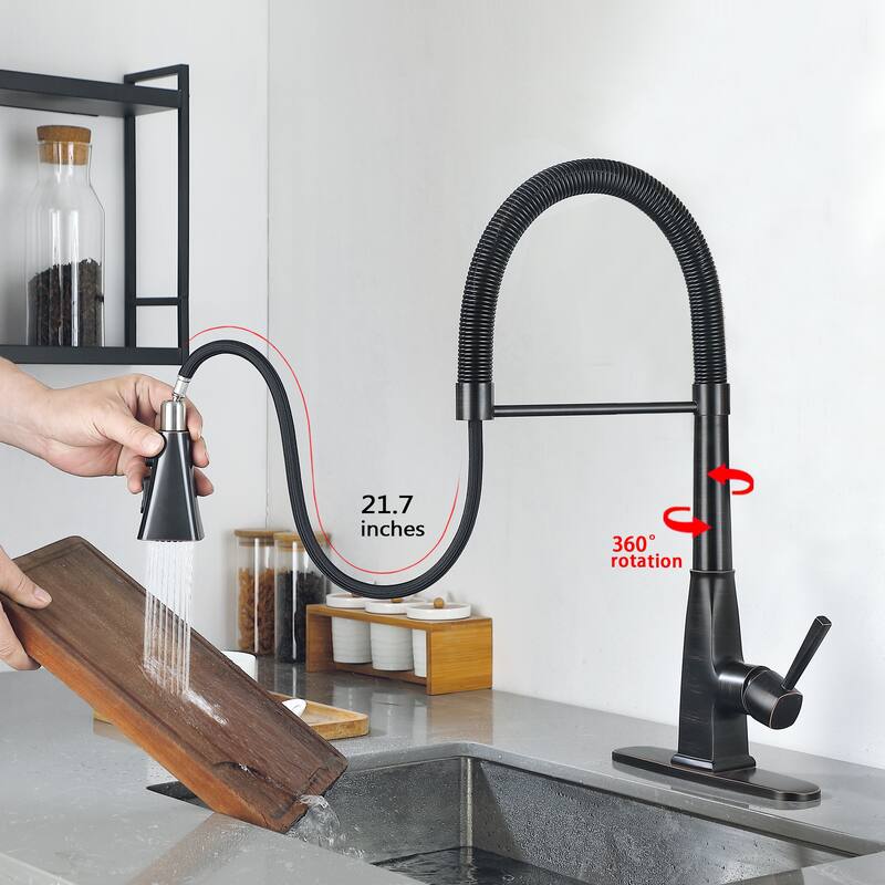 Single Handle Pull Down Sprayer Kitchen Faucet with Oil Rubbed Bronze