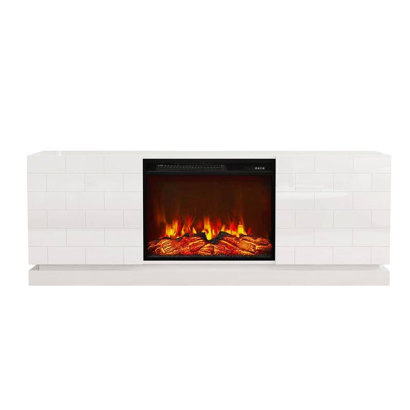 Electric Fireplace 63" TV Stand - Modern Highgloss Media Console