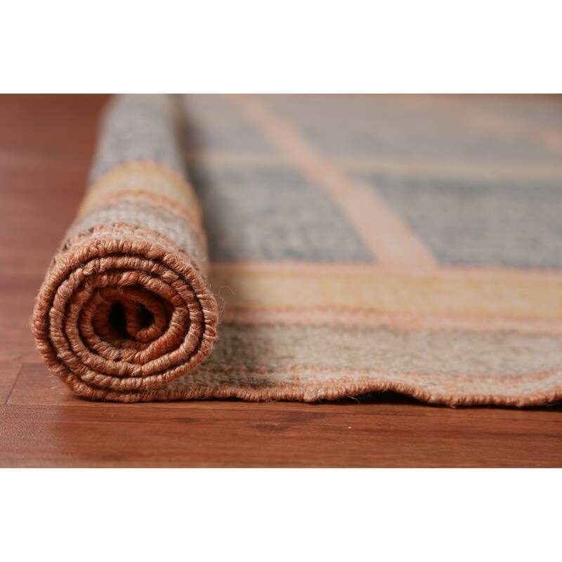 Hand Woven Oriental 100% Jute Carpet Southwestern Modern Multi-Colored Kilim Area Rug - 12' 10'' X 10' 6''