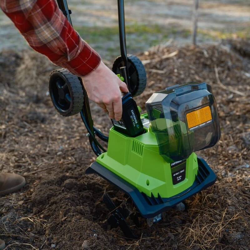Earthwise 11-Inch 2x20-Volt Lithium-Ion Cordless Electric Garden Tiller Cultivator