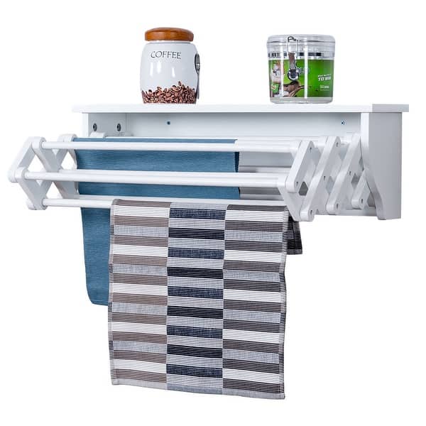 Shop Costway Wall Mounted Drying Rack Folding Clothes Towel