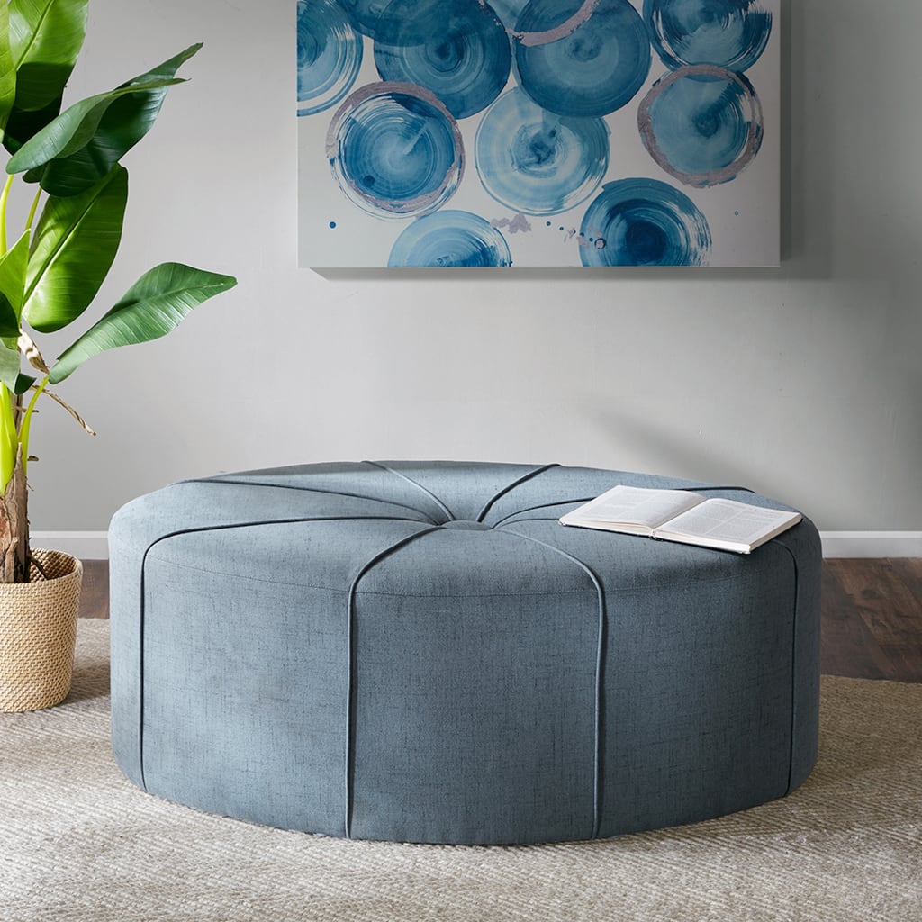 Roomfitters 48-Inch Large Oval Cocktail Ottoman, Modern Upholstered Coffee Table Footstool for Living Room