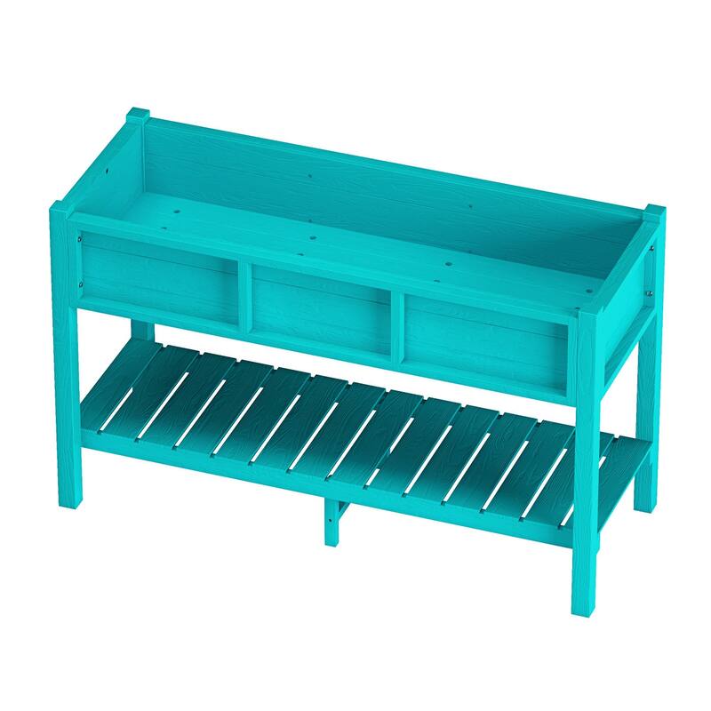 Rectangular Double-Deck Garden Planter Box Raised Garden Bed for Outdoor