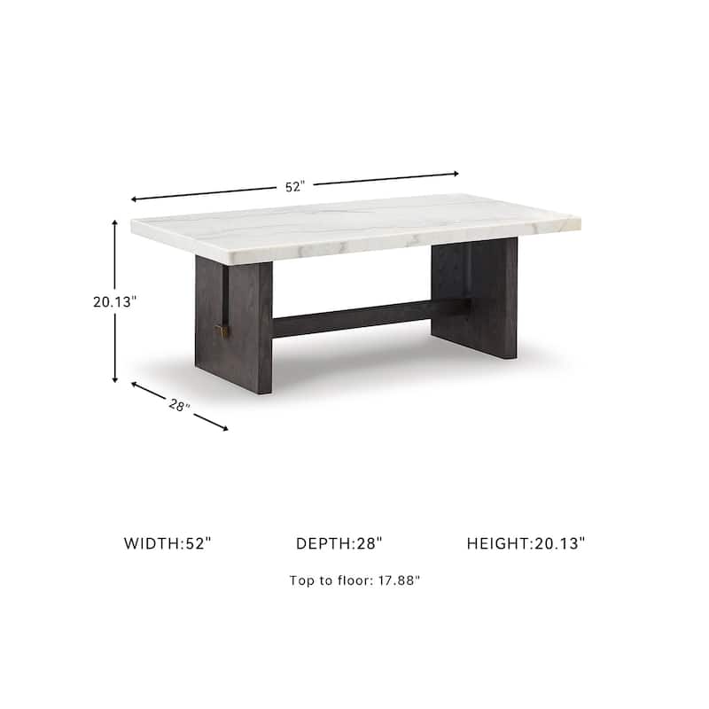 Signature Design by Ashley Burkhaus White / Dark Brown Rectangular Coffee Table - 52"W x 28"D x 20"H