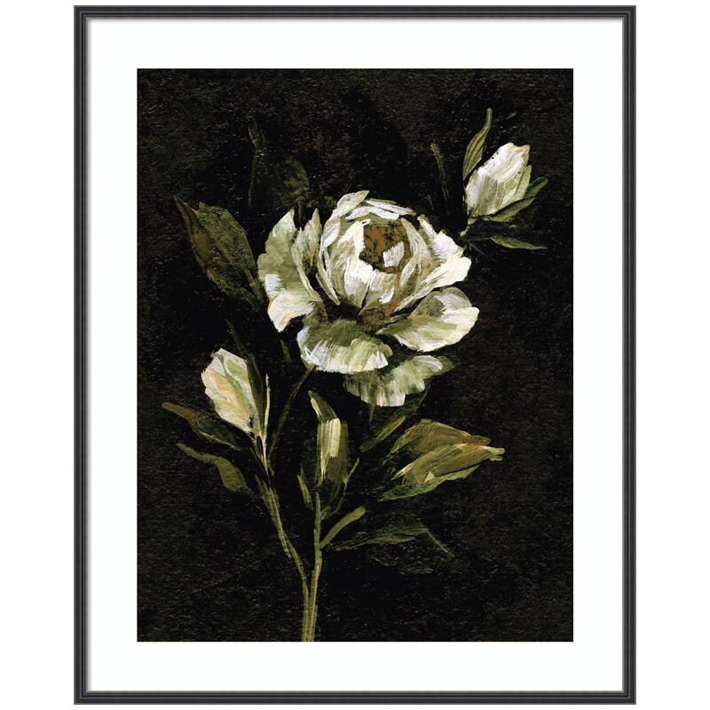Kate and Laurel Framed Art Moody Floral 2 by Annie Quigley - 33x41 - Black