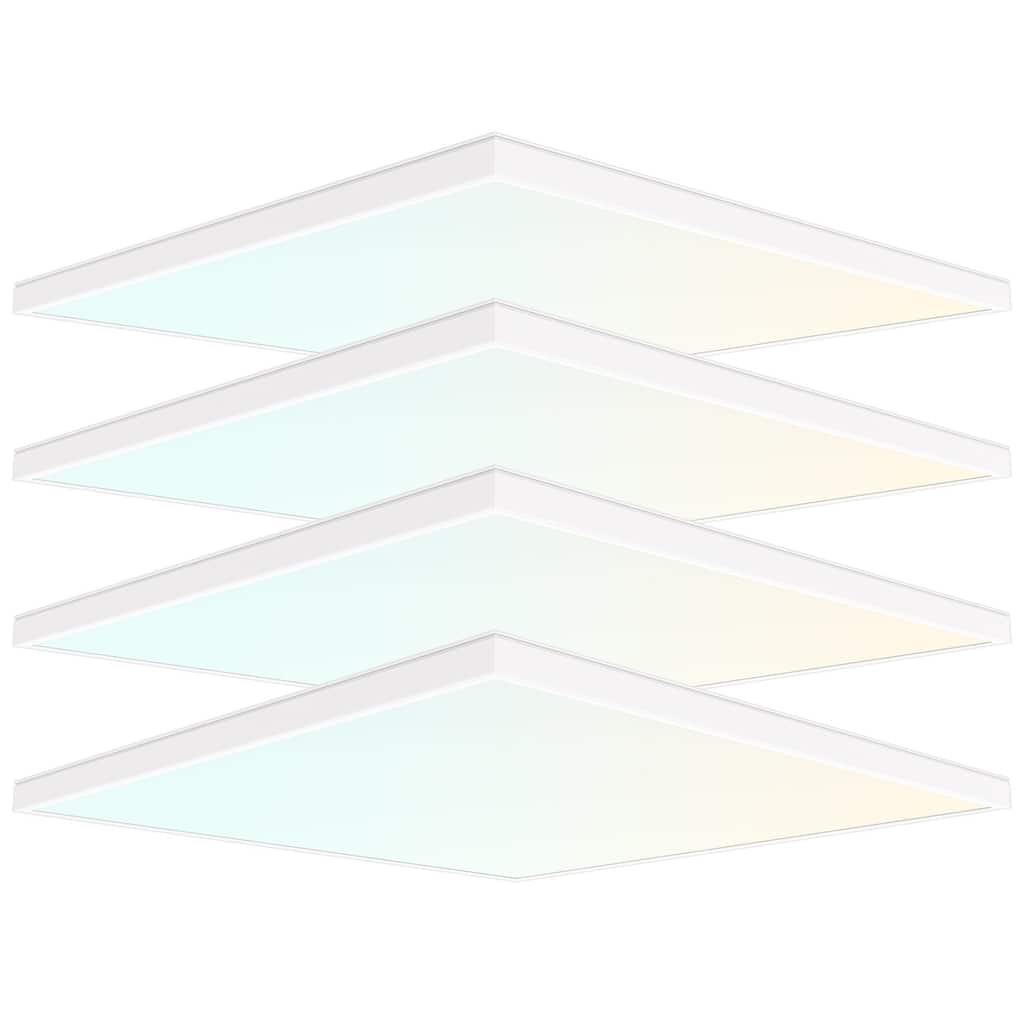 LUXRITE 2x2 Slim Surface Mount Panel Light 5CCT Dimmable 3300/4400/5500 Lumens 30/40/50W Edge Lit 4 Pack