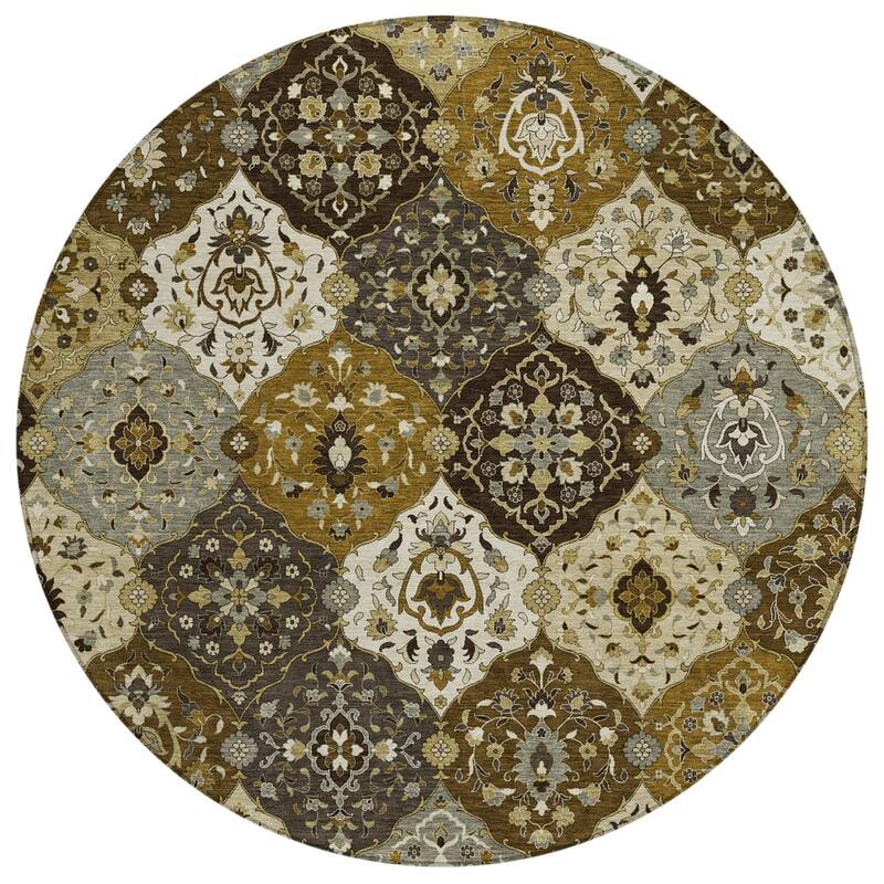 Machine Washable Indoor/ Outdoor Traditional Panel Chantille Rug