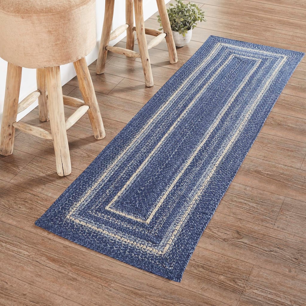 Great Falls Blue Jute Rug/Runner Rect w/ Pad 22x72 - 2' x 6' Runner