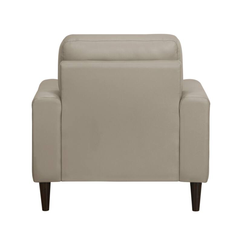 Willow 37 Inch Accent Chair, Beige Top Grain and Faux Leather, Solid Wood