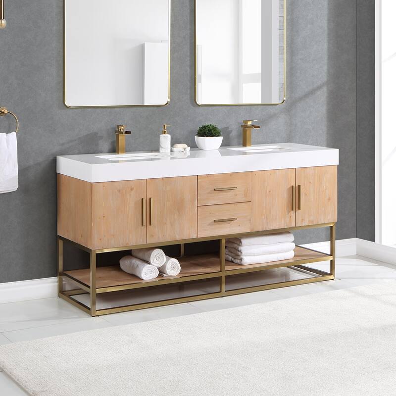 Altair Bianco Bath Vanity with White Composite Stone Top,no Mirror