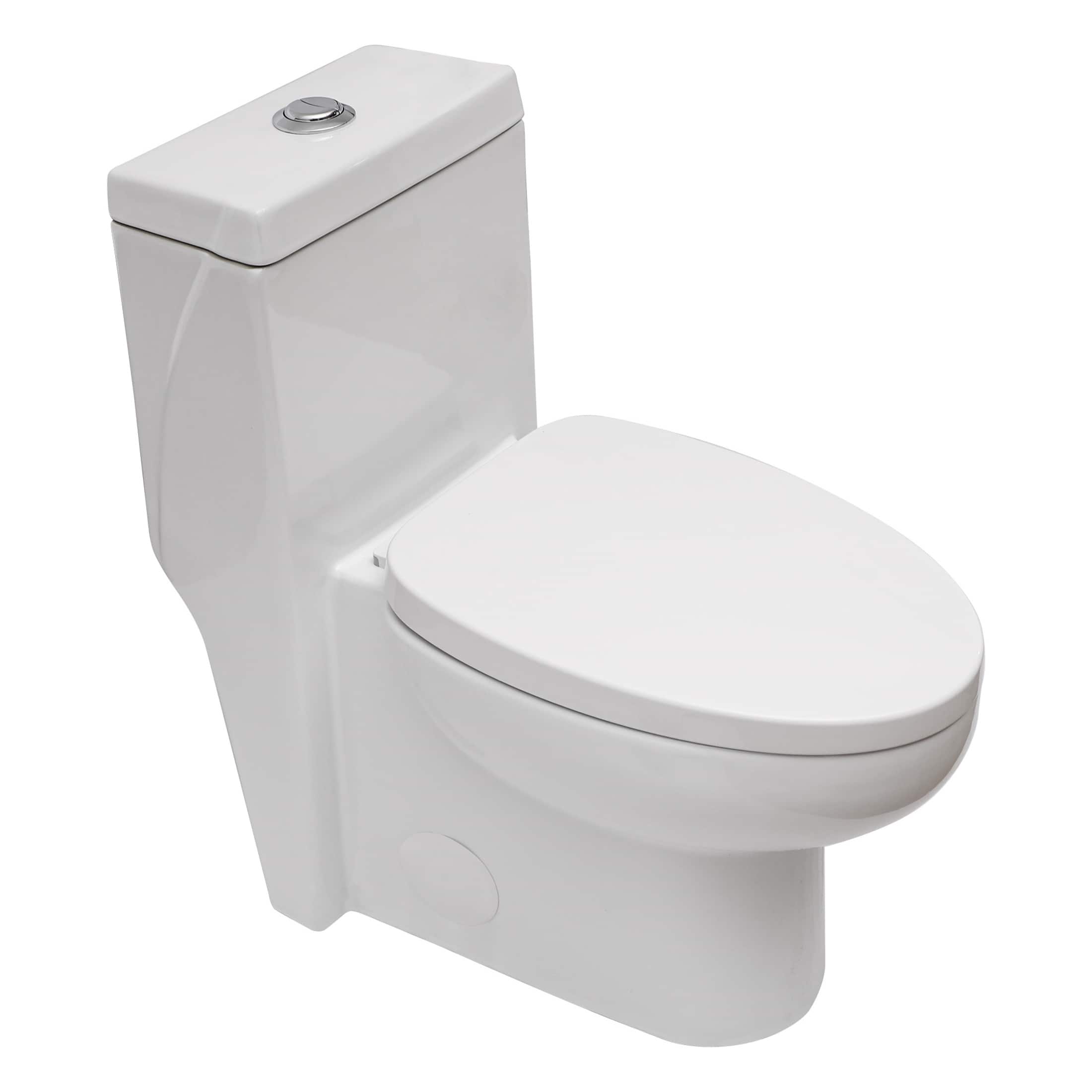 White One Piece Toilet 1.6 Gallons Ceramic Bathroom Toilet Floor Mount