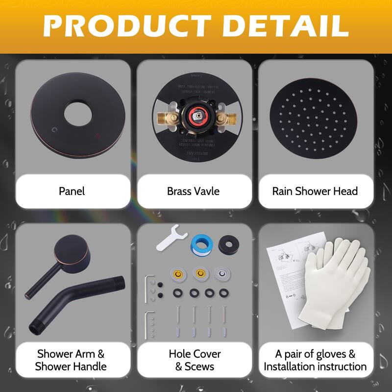 WOWOW Wall Mounted Bathroom Shower Faucet Valve Included