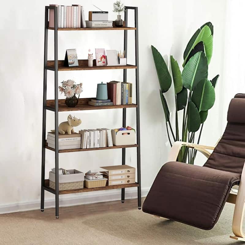 5 Tier Home Office Bookcase Bookshelves Storage Organizer for CDs/ Movies/ Books