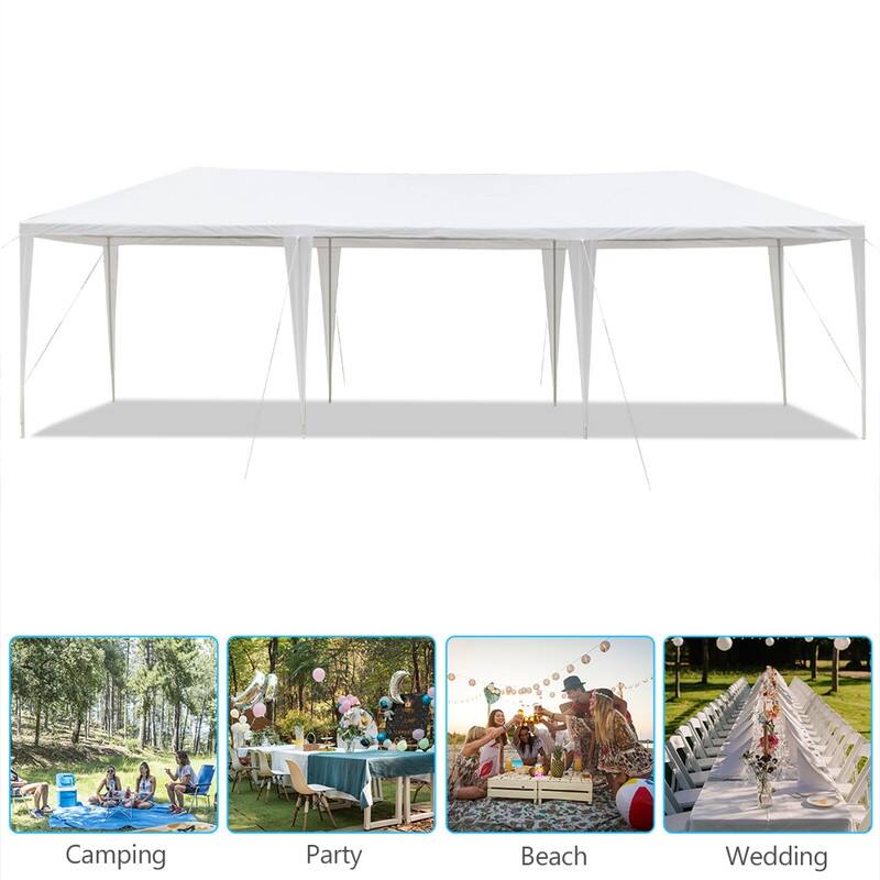 30X10FT PE Cloth Plastic Sprayed Iron Pipe Outdoor Party Tent White