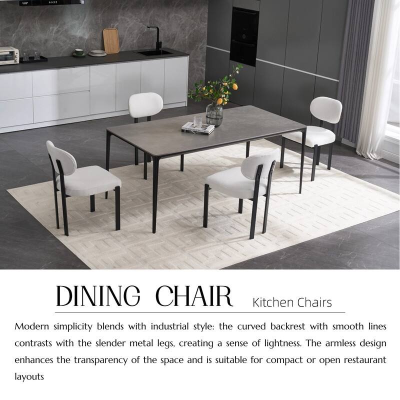 2Pcs Modern Dining Room Chairs Mid-Century Upholstered with Metal Legs