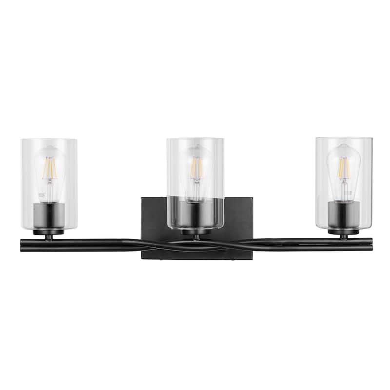 Prominence Home Lantier Matte Black 3-Light Bathroom Vanity Light with Clear Glass