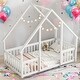 preview thumbnail 37 of 52, Twin Floor House Bed with Fence,Guardrails White